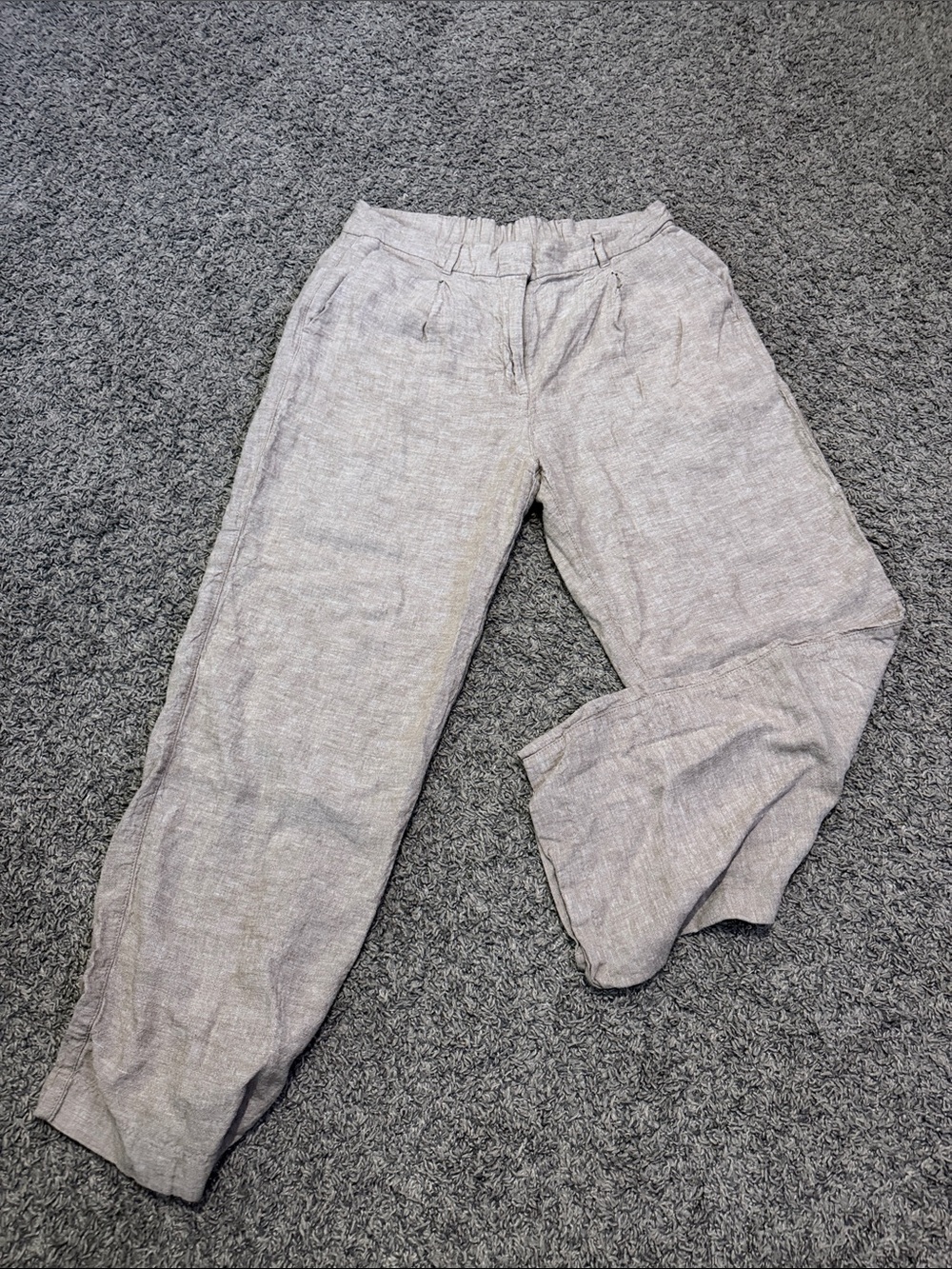 Light Brown Linen Blend Relaxed Trousers
